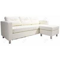 leader lifestyle osaka white faux leather chaise sofa