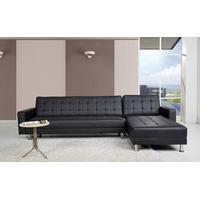 Leader Lifestyle Spencer Black Faux Leather Corner Sofa Bed with Interchanging Chaise