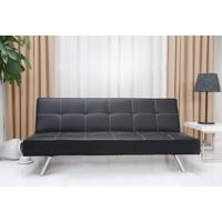 Leader Lifestyle Rialto Black Faux Leather Futon Sofa Bed