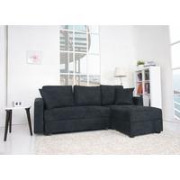 Leader Lifestyle Casablanca Black Luxurious Fabric Platform Sofa Bed with Storage