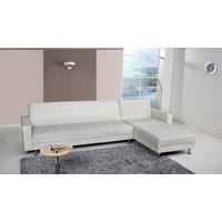 Leader Lifestyle Spencer White Faux Leather Corner Sofa Bed with Interchanging Chaise
