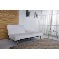 Leader Lifestyle Royale White Foldable Faux Leather Futon Sofa bed