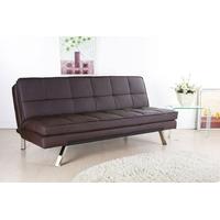 Leader Lifestyle Florence Espresso Brown Faux Leather Futon Sofa Bed