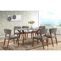 Legacy Walnut Glass Top Dining Set With 6 Chairs