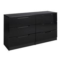 legato 6 drawer wide chest black gloss