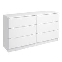 legato 6 drawer wide chest white gloss