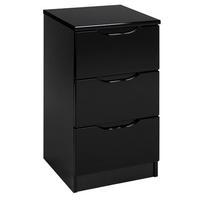 Legato 3 Drawer Bedside, Black Gloss