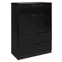 Legato 5 Drawer Chest, Black Gloss