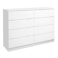 Legato 8 Drawer Wide Chest, White Gloss