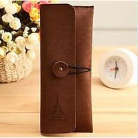 Leather Retro High-Capacity Pencil Tower Classic Suede Leather Stationery Bags Stationery Kits 35G