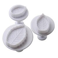 Leaf Pattern Cake and Cookies Cutter Mold with Plunger (3 Pieces)