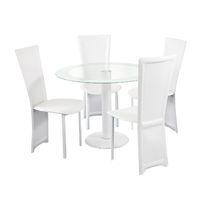 Lenora 4 Seater Round Dining Set White