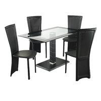 lenora 4 seater rectangular dining set black