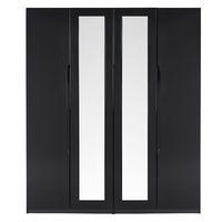 Legato Tall 4 Door Mirrored Wardrobe Black Gloss