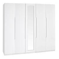 Legato Tall 5 Door Mirrored Wardrobe White Gloss