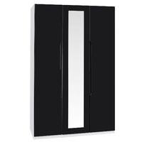 Legato Tall 3 Door Mirrored Wardrobe White and Black Gloss