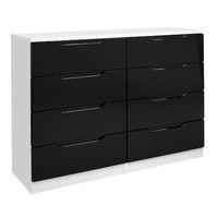 Legato 8 Drawer Wide Chest White and Black Gloss