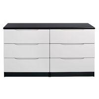 Legato 6 Drawer Wide Chest Black and Cashmere Gloss