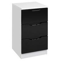 Legato 3 Drawer Bedside White and Black Gloss