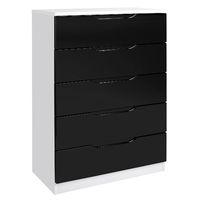 legato 5 drawer chest white and black gloss