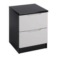 legato 2 drawer bedside black and cashmere gloss