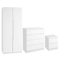 legato 2 door wardrobe 4 drawer chest and 2 drawer bedside set white g ...