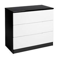 legato 3 drawer chest black and white gloss