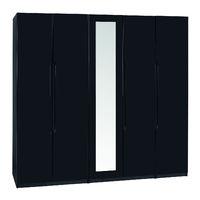 legato tall 5 door mirrored wardrobe black gloss