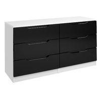 legato 6 drawer wide chest white and black gloss