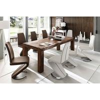 leeds solid wood 8 seater dining table with swing chairs