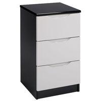 Legato 3 Drawer Bedside Black and Cashmere Gloss