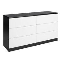 Legato 6 Drawer Wide Chest Black and White Gloss