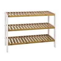 Lena Rectangular Shaped 3 Tier Shoe Rack In White Frame