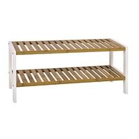 lena rectangular shaped 2 tier shoe rack in white frame