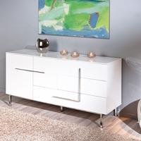 Letino II Sideboard In White High Gloss With 2 Door And 3 Drawer
