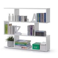 legacy stylish wide bookcase in high gloss white with 3 tiers