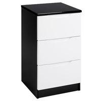 legato 3 drawer bedside black and white gloss