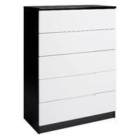 Legato 5 Drawer Chest Black and White Gloss