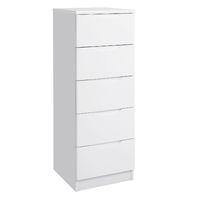 legato 5 drawer tall boy narrow chest white gloss