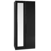 legato 2 door mirrored wardrobe black gloss