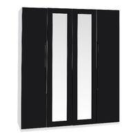 Legato Tall 4 Door Mirrored Wardrobe White and Black Gloss