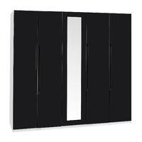 Legato Tall 5 Door Mirrored Wardrobe White and Black Gloss