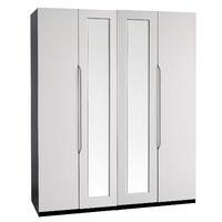 Legato Tall 4 Door Mirrored Wardrobe Black and Cashmere Gloss