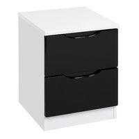 Legato 2 Drawer Bedside White and Black Gloss