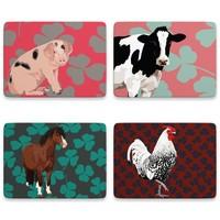 leslie gerry animal placemats set of 4 cow horse rooster pig