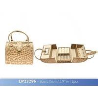 Lesser and Pavey 15cm Crocodile Skin Print Jewellery Box, Champagne White