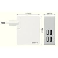 Leitz Complete Traveller USB Wall Charger with 4 USB ports - White