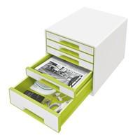 leitz wow desk cube 5 drawer cabinet metallic green