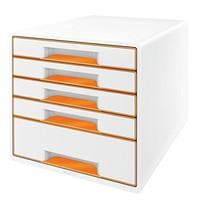 Leitz Wow Desk Cube 5 Drawer Cabinet - Metallic Orange