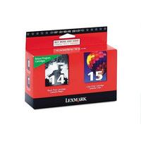 Lexmark No.14 and No.15 Twin Pack Return Program Ink Cartridges - Black and Color